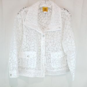 Ruby Rd. Womens Jacket White Semi Sheer Button
